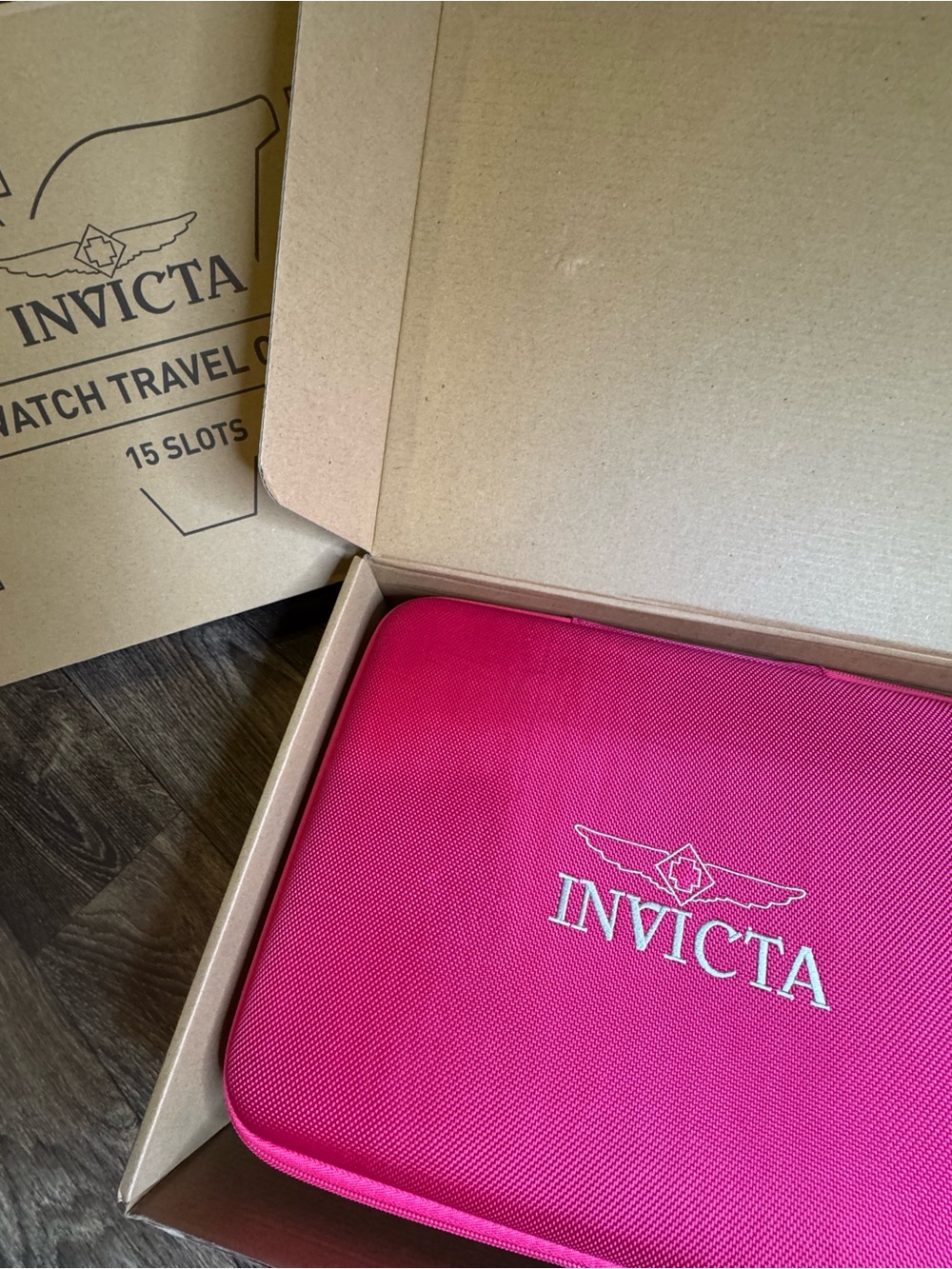 Invicta Hot Pink Watch Travel Case - 15 Slot Organizer